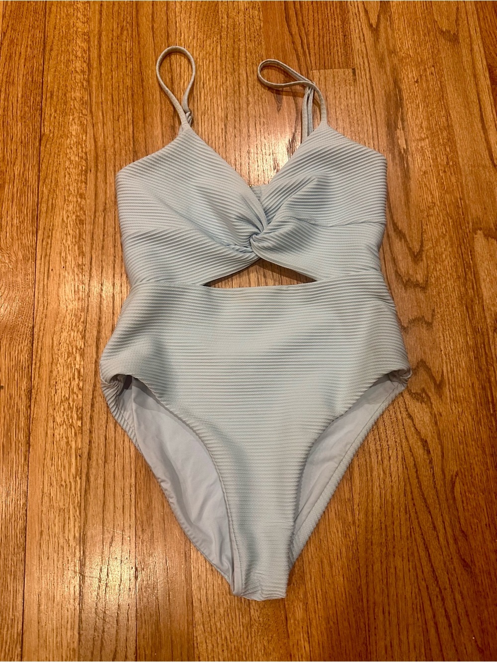 Women’s Light Blue One-Piece Twist Front Swimsuit